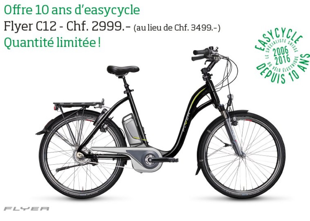 Offre 10 ans d'Easycycle : Flyer C12 &agrave; Chf. 2999.- au lieu de Chf. 3499.-