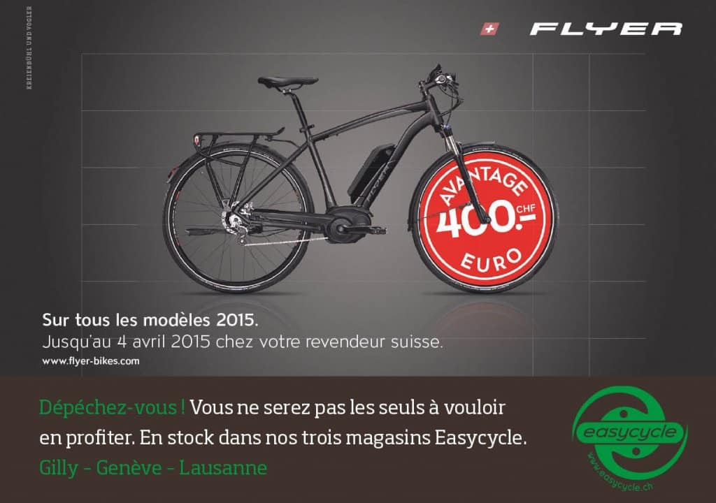 Chf. 400.- d'Euro bonus sur un modèle Flyer jusqu'au 4 avril 2015 !