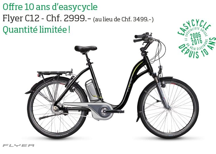 Offre 10 ans d'Easycycle : Flyer C12 à Chf. 2999.- au lieu de Chf. 3499.-