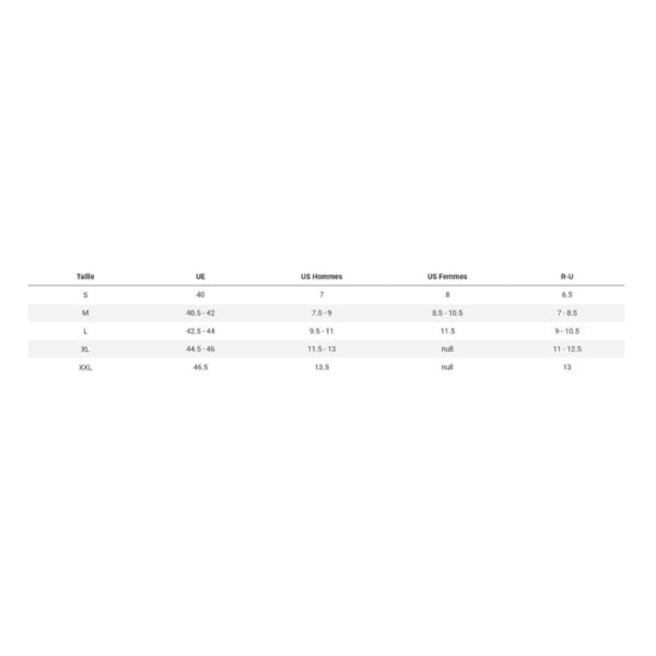 Chart taille couvre chaussure Bontrager